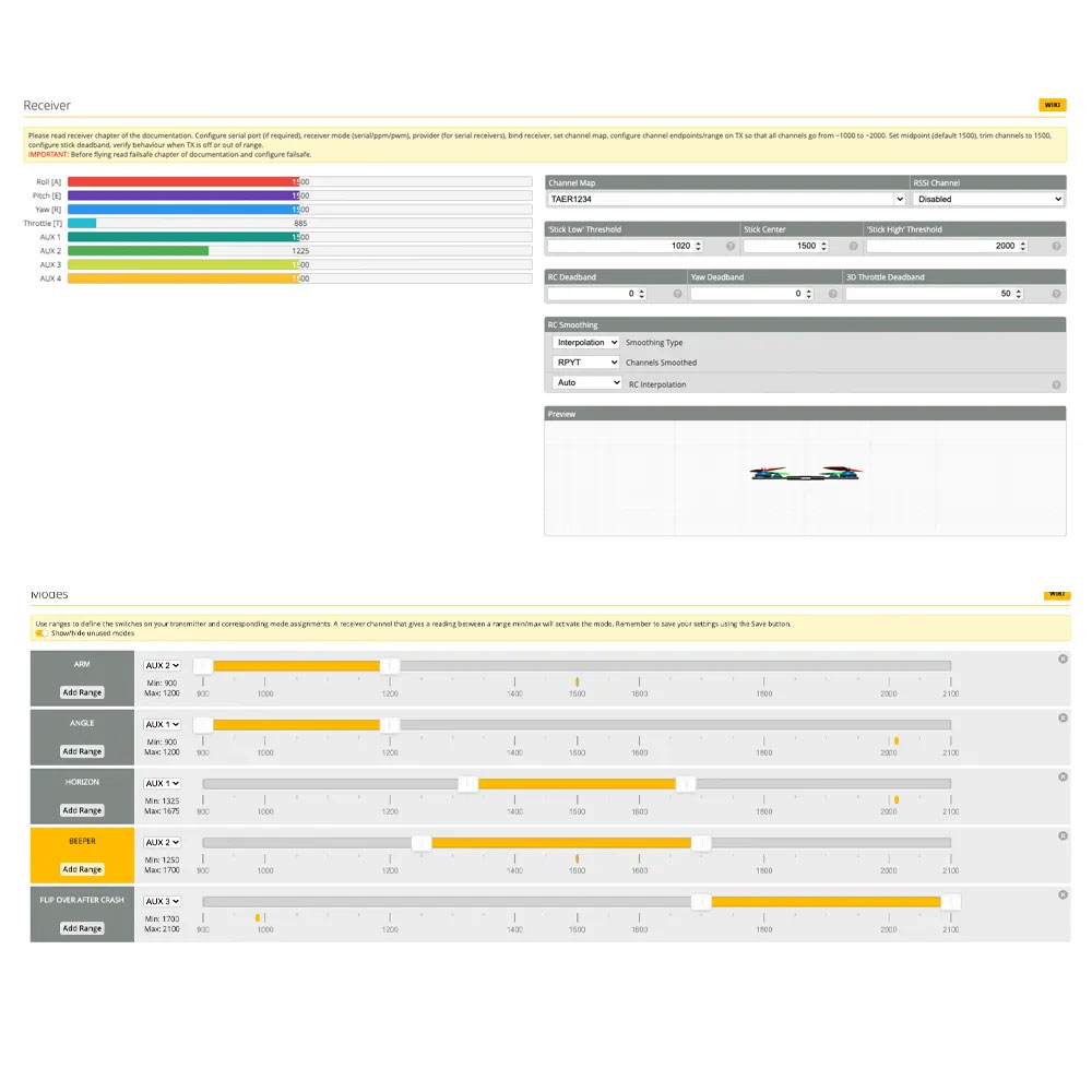 Betaflight Receiver/Modes